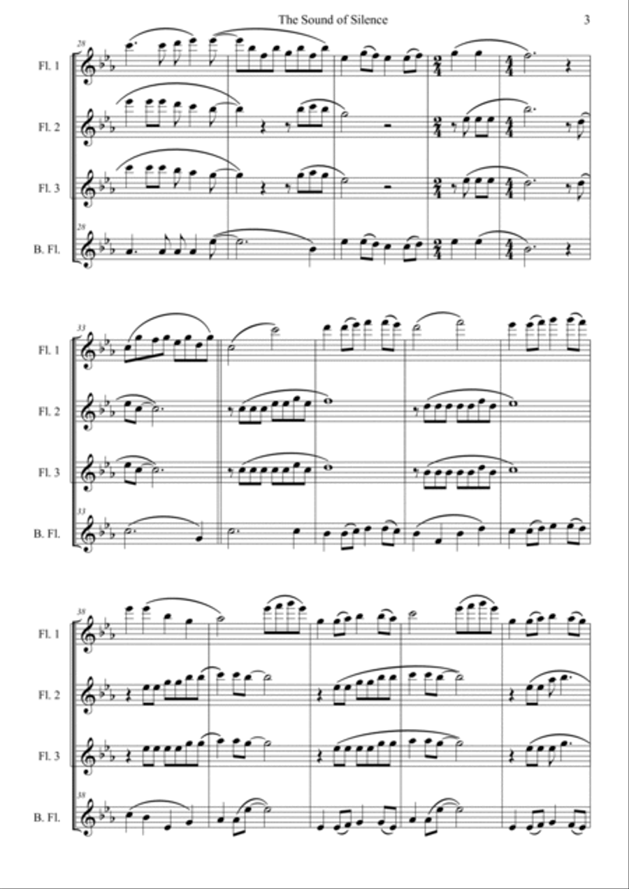 The Sound Of Silence Flute Quartet scores gallery preview page 6