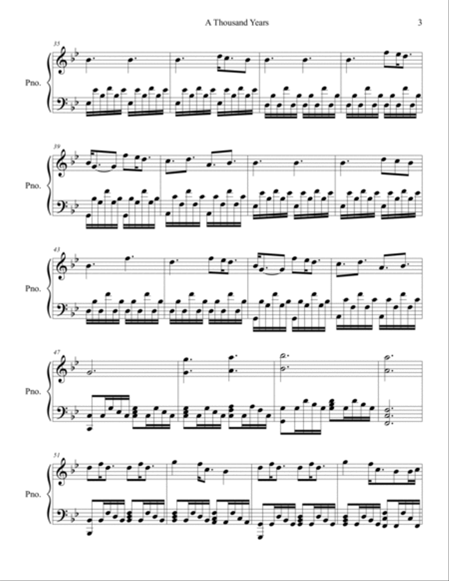 A Thousand Years A Thousand Years Piano Solo scores gallery preview page 3