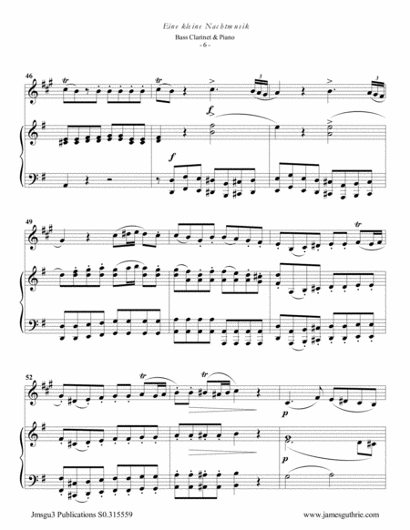 Mozart: Eine kleine Nachtmusik for Bass Clarinet & piano image number null
