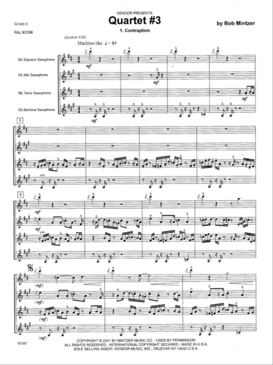 Quartet #3 In Three Movements Saxophone Quartet scores gallery preview page 2