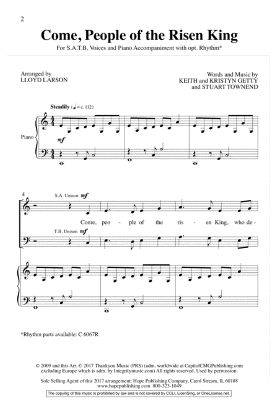 Come, People of the Risen King-SATB 4-Part scores gallery preview page 2