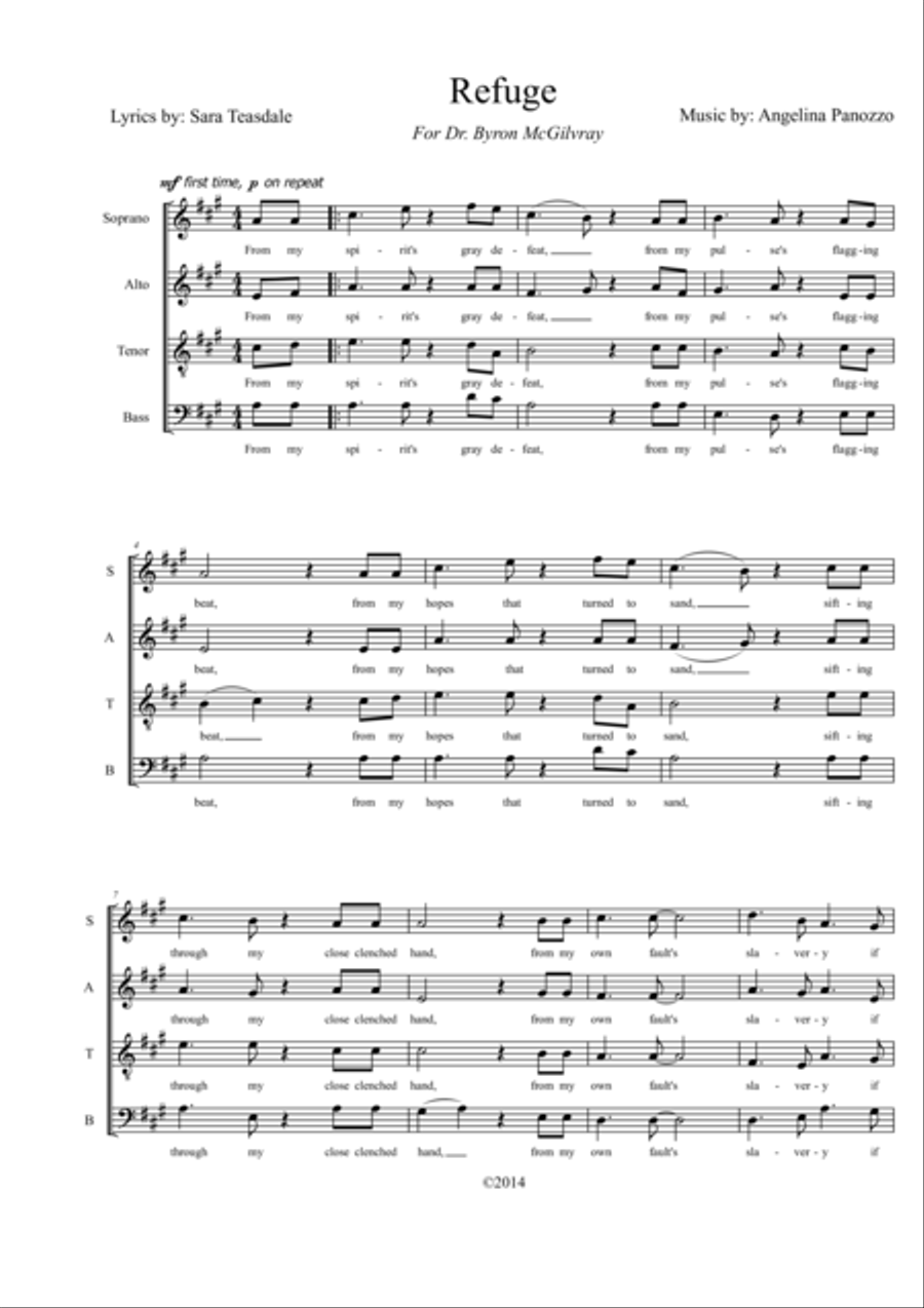 Refuge for SATB choir Refuge for SATB choir 4-Part scores gallery preview page 1