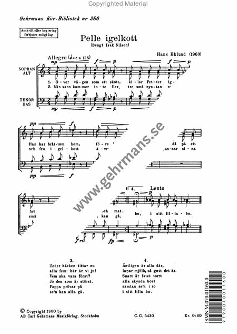 Pelle Igelkott 4-Part scores gallery preview page 2