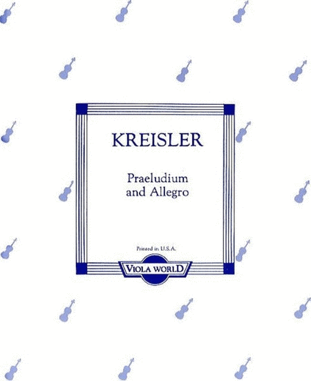 Kreisler - Praeludium And Allegro Viola/Piano