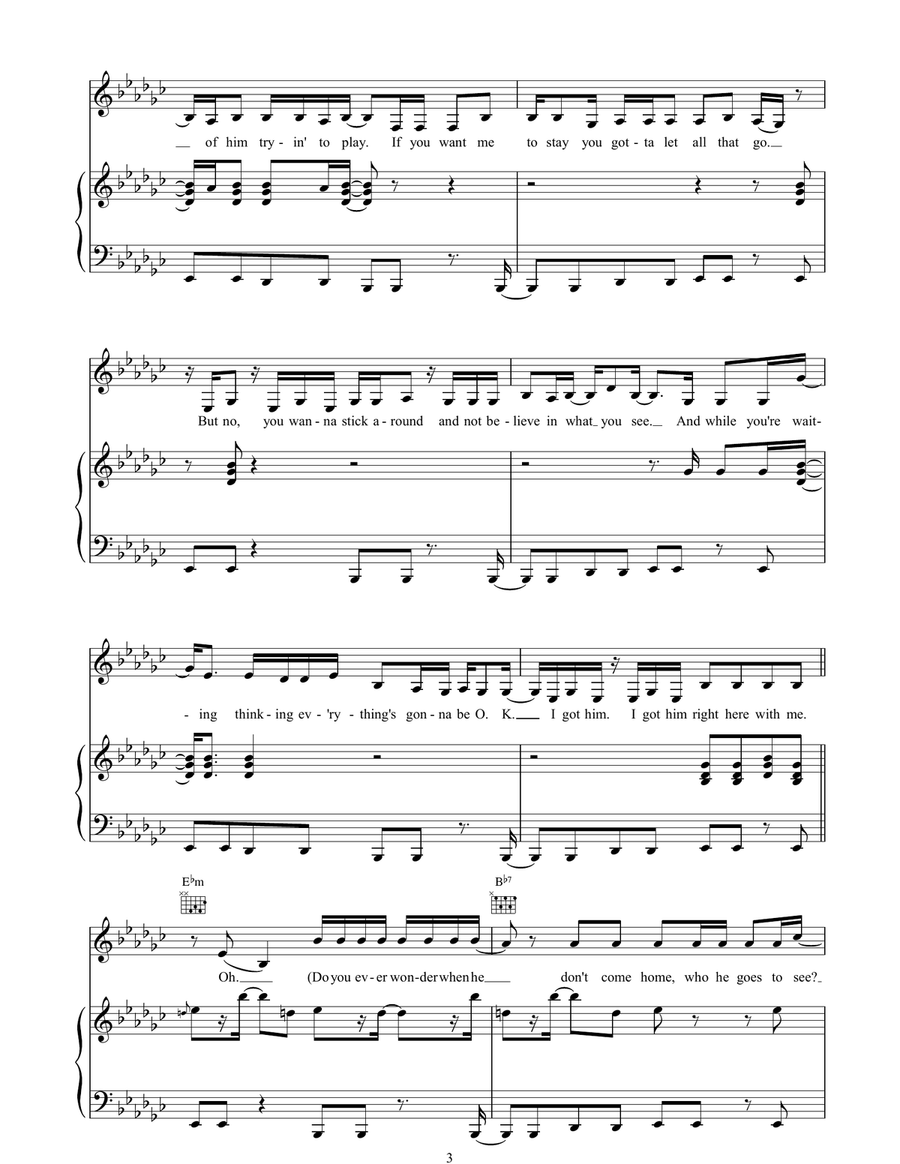 With Me Part I Piano, Vocal, Guitar scores gallery preview page 3