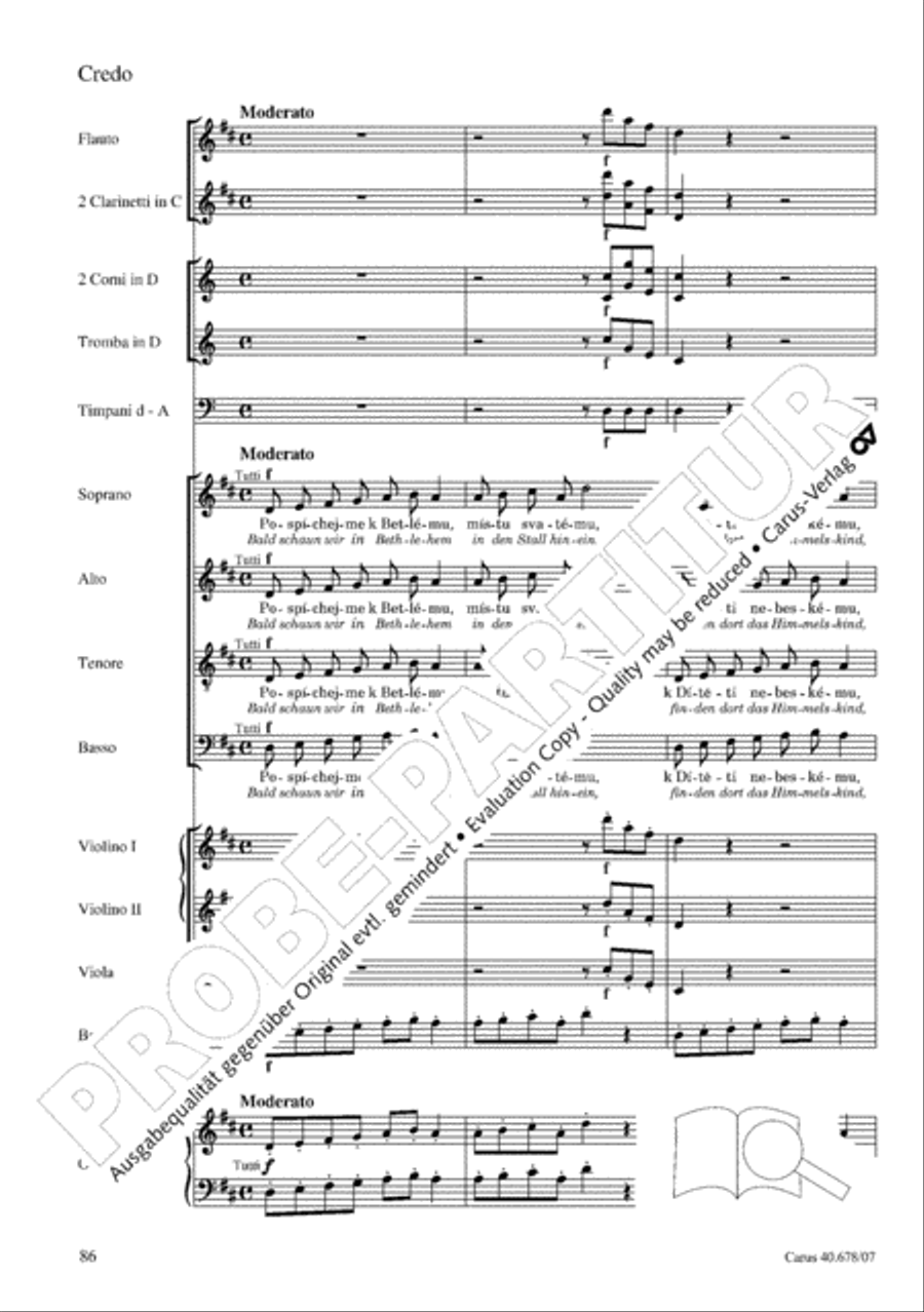 Missa pastoralis bohemica 4-Part scores gallery preview page 99
