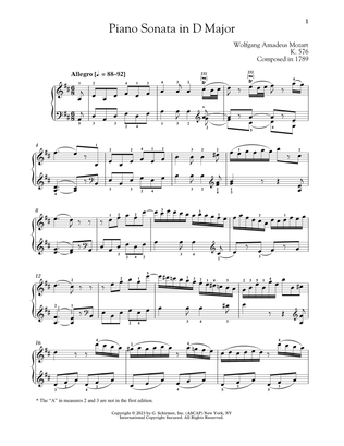 Piano Sonata In D Major, K. 576