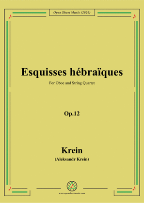 Book cover for Krein-Esquisses hébraïques,Op.12,for Oboe and String Quartet
