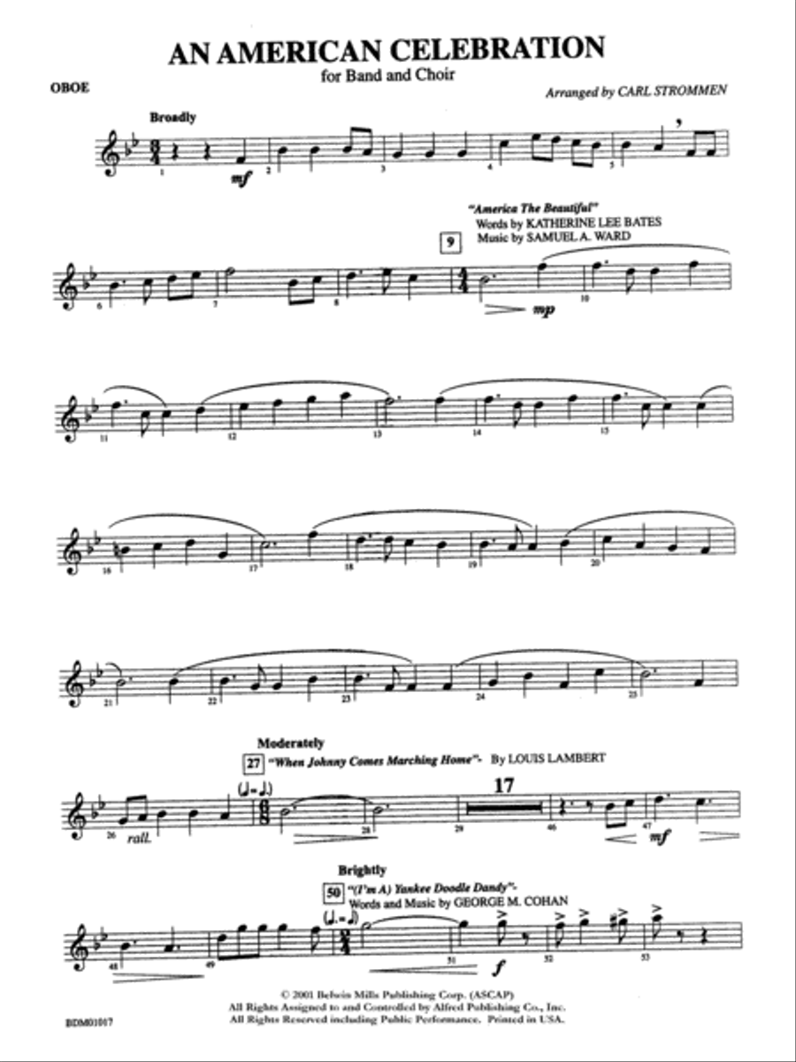 An American Celebration (for Band and Choir): Oboe Concert Band scores gallery preview page 1