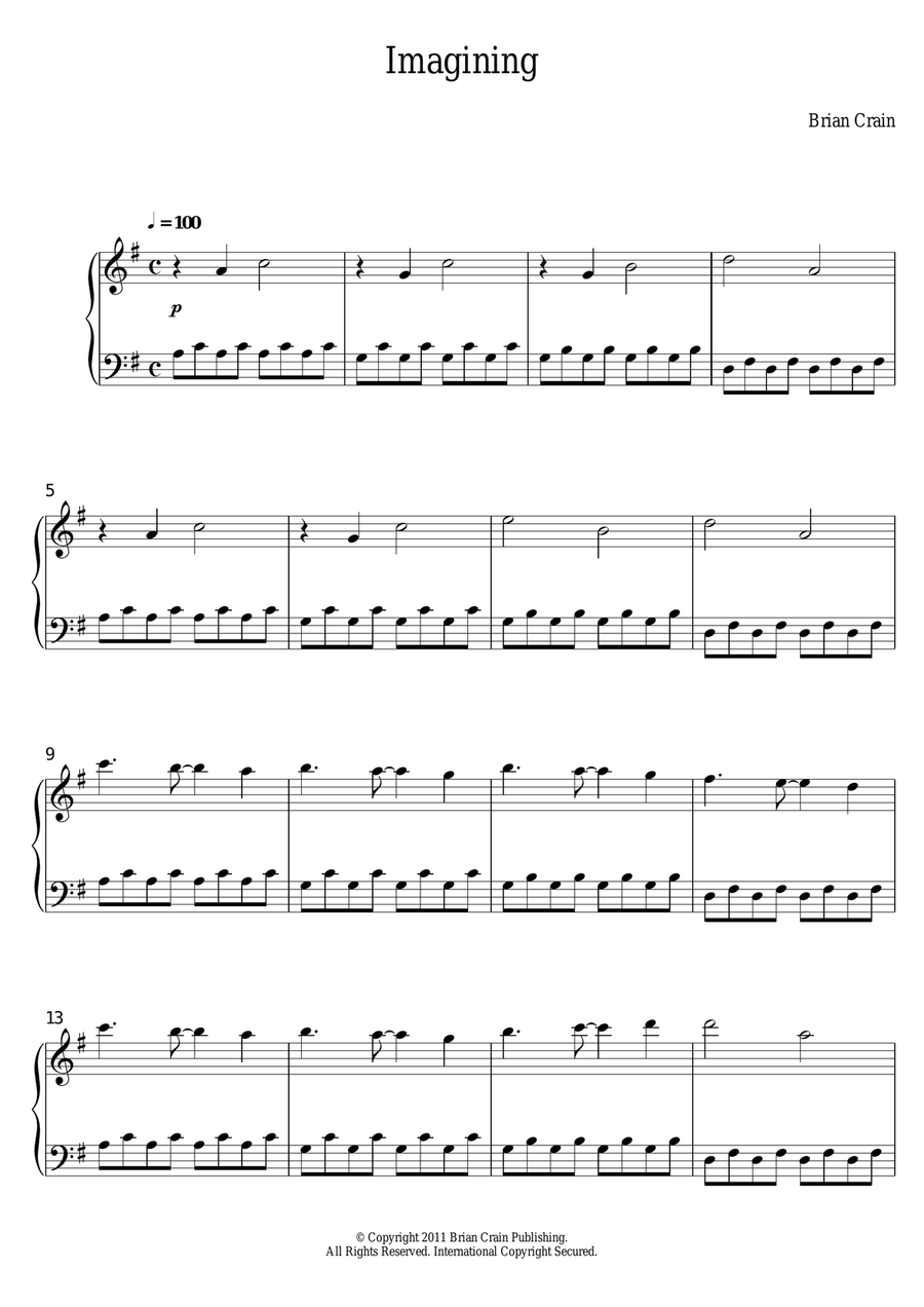 Imagining Piano Solo scores gallery preview page 1