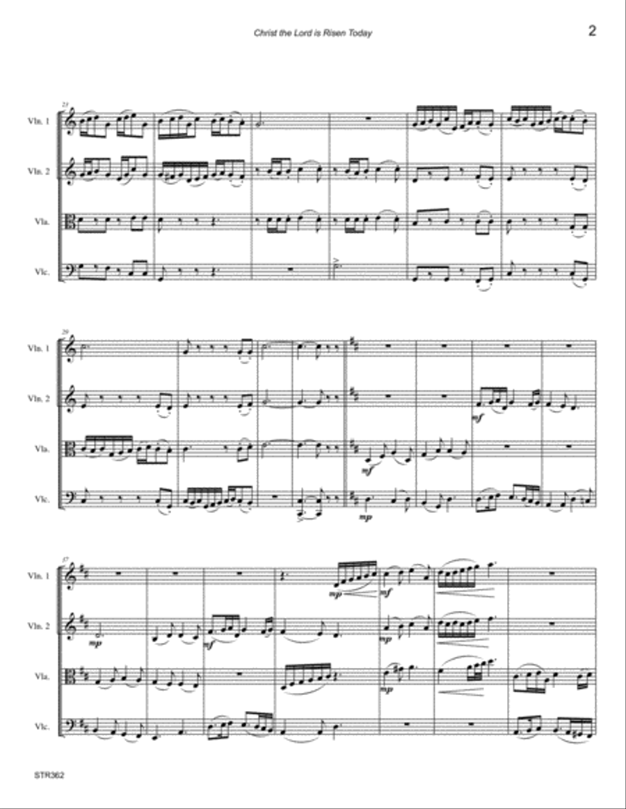 CHRIST THE LORD IS RISEN TODAY - STRING QUARTET (unaccompanied) A Cappella scores gallery preview page 2