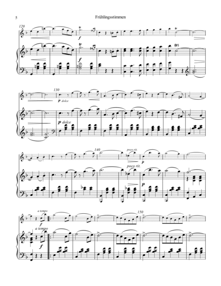 Frühlingsstimmen / Voices of Spring for flute (violin) and piano (C major) image number null