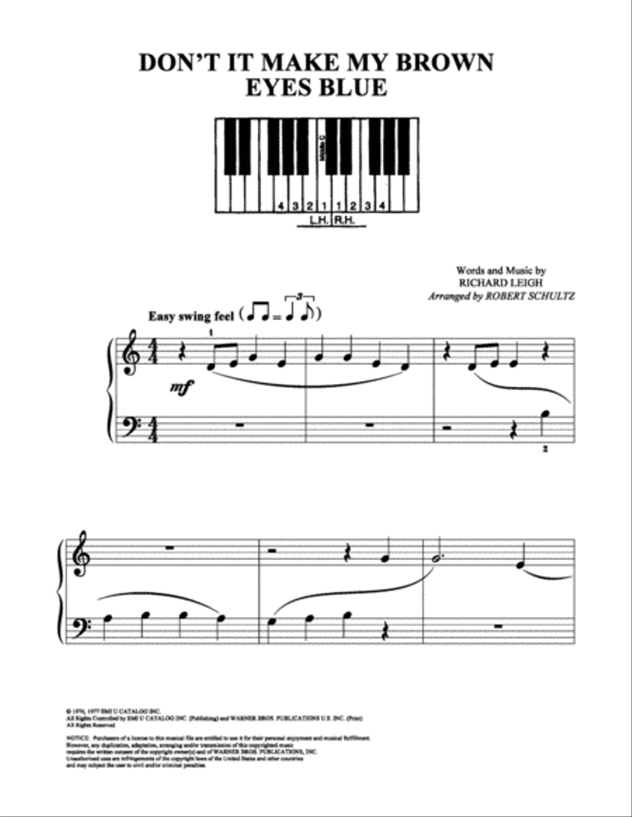 Don't It Make My Brown Eyes Blue Easy Piano scores gallery preview page 1