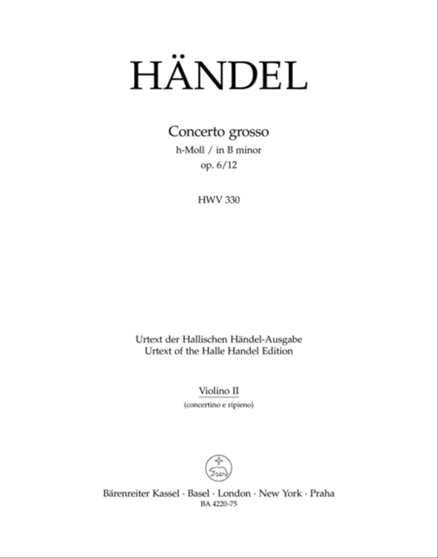 Concerto grosso b minor, Op. 6/12 HWV 330 Violin Solo scores gallery preview page 1