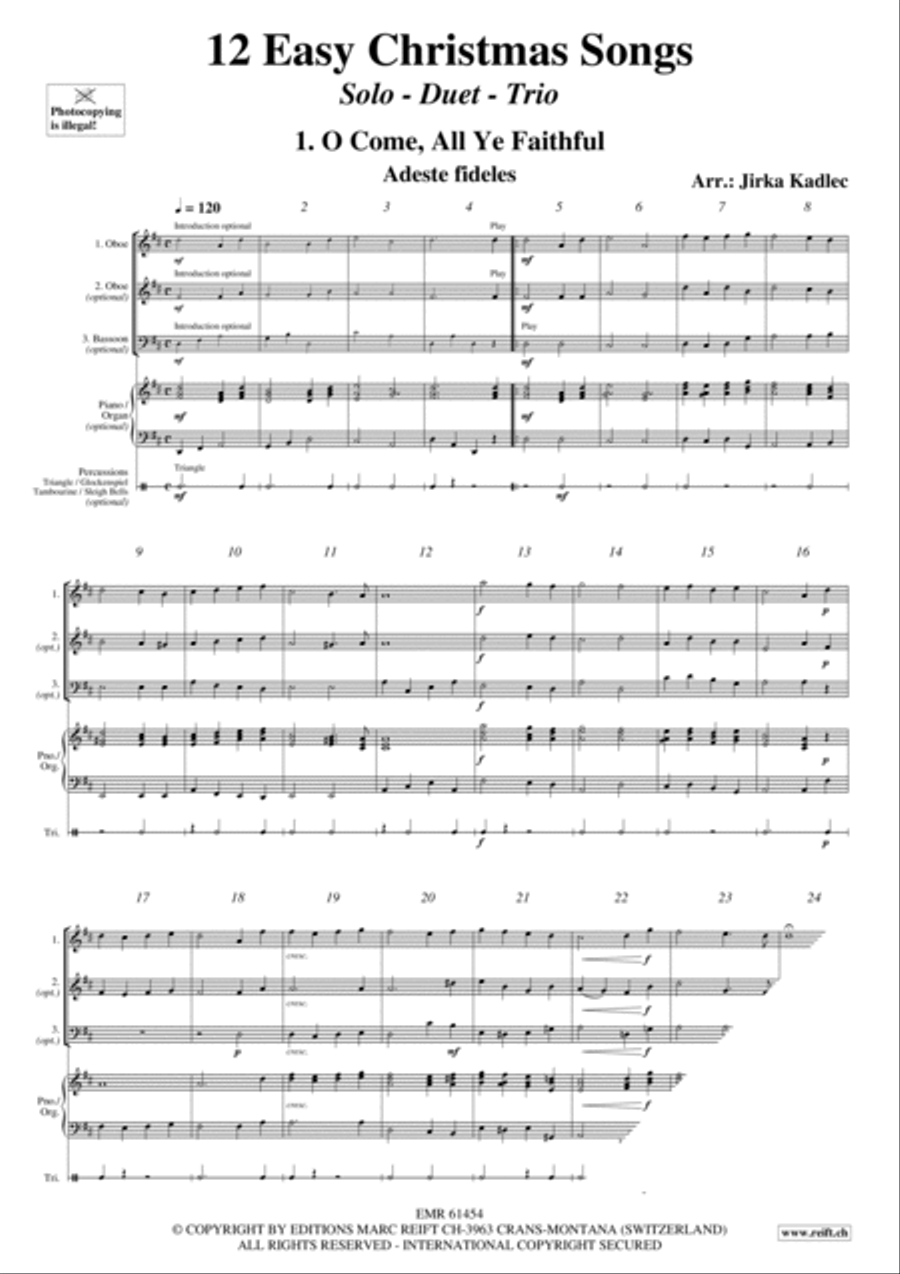 12 Easy Christmas Songs Woodwind Duet scores gallery preview page 3