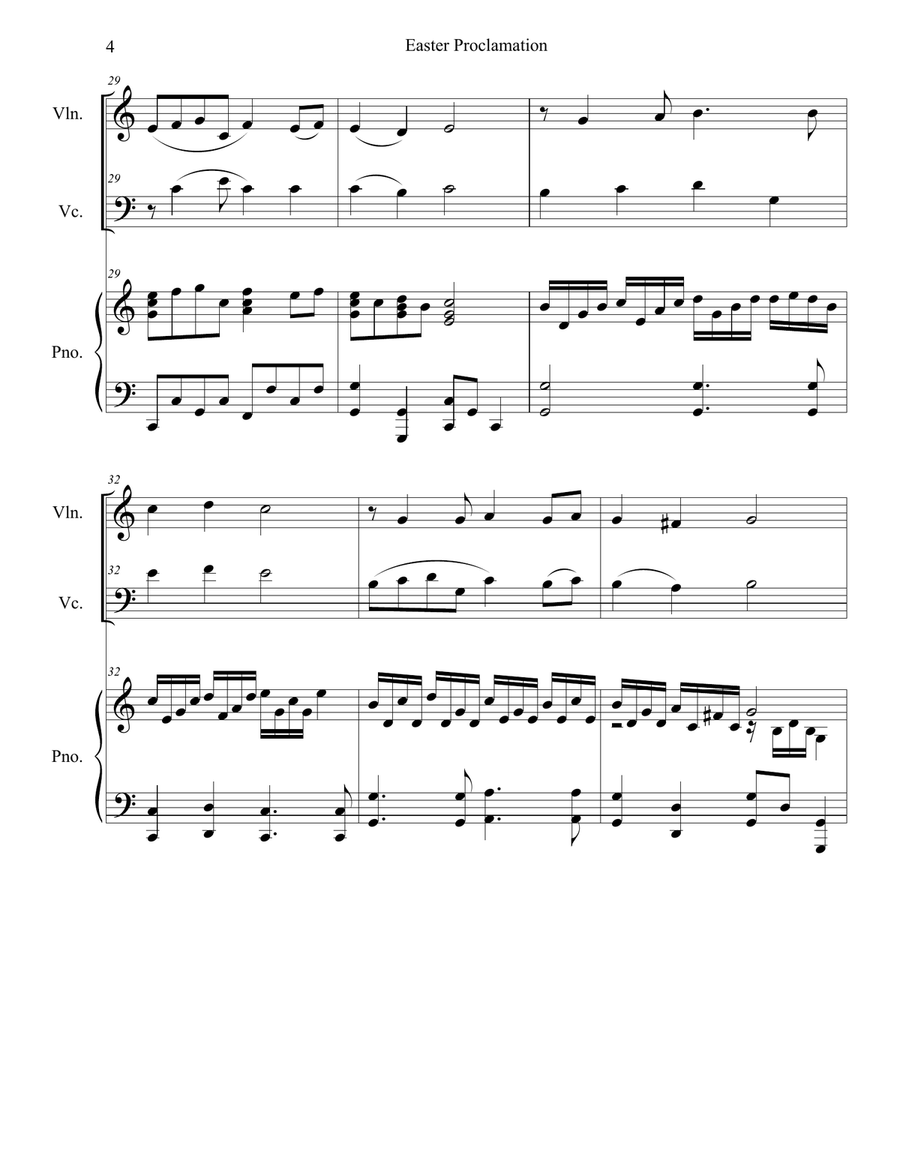 Easter Proclamation (The Risen Christ) (Duet for Violin and Cello) Easter Proclamation (The Risen Christ) (Duet for Violin and Cello) Piano Trio scores gallery preview page 4