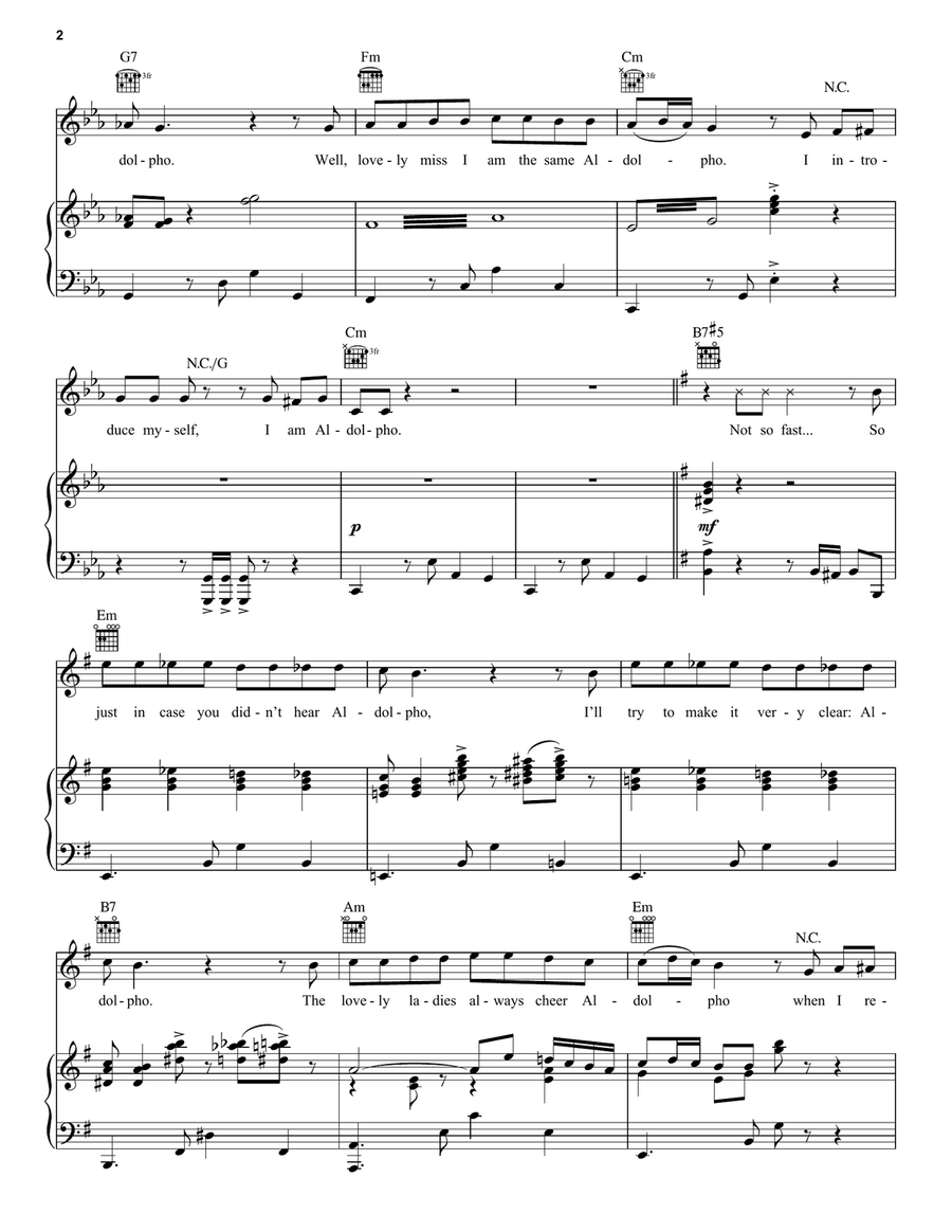 I Am Aldolpho (from The Drowsy Chaperone Musical) Piano, Vocal, Guitar scores gallery preview page 2