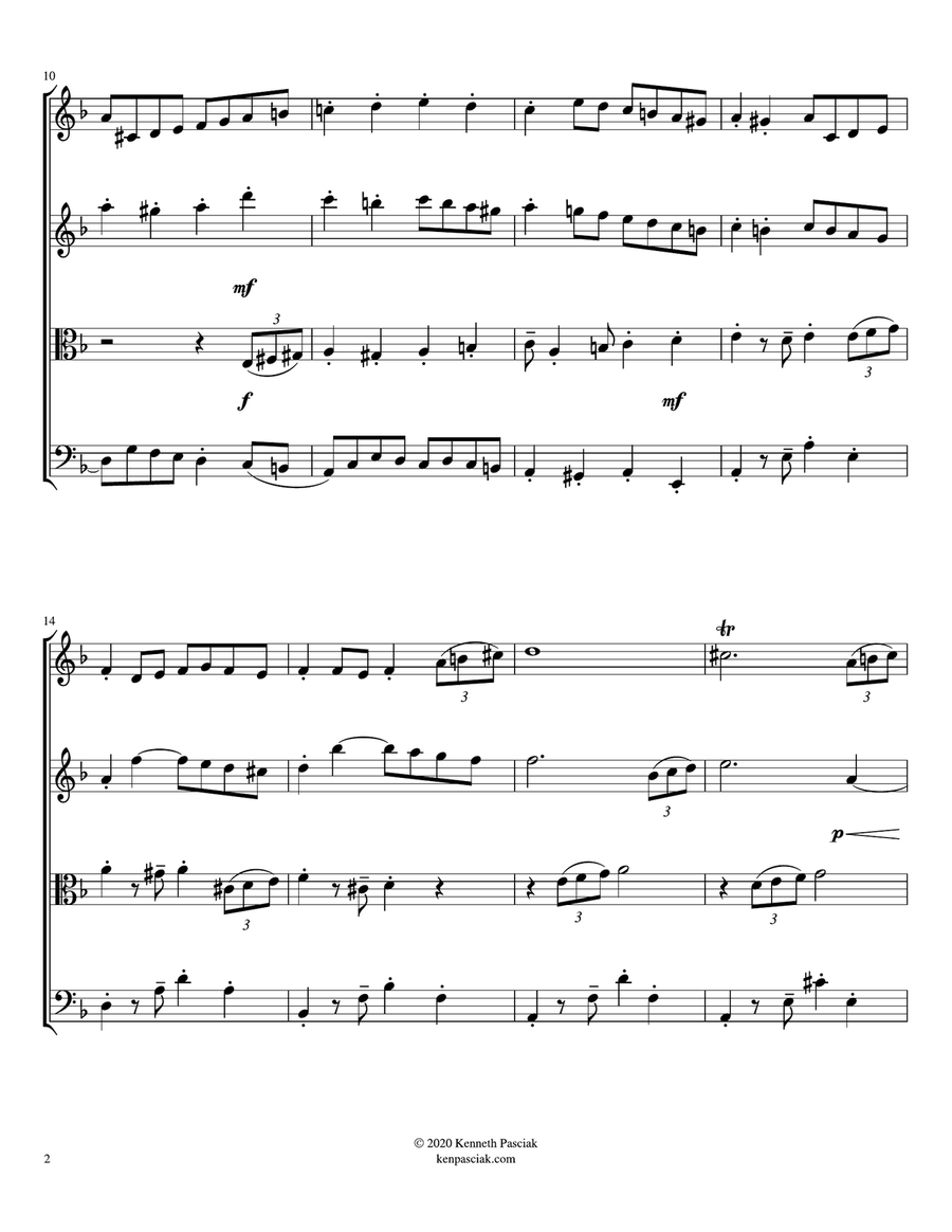 El Cachorrito (for String Quartet) String Quartet scores gallery preview page 4