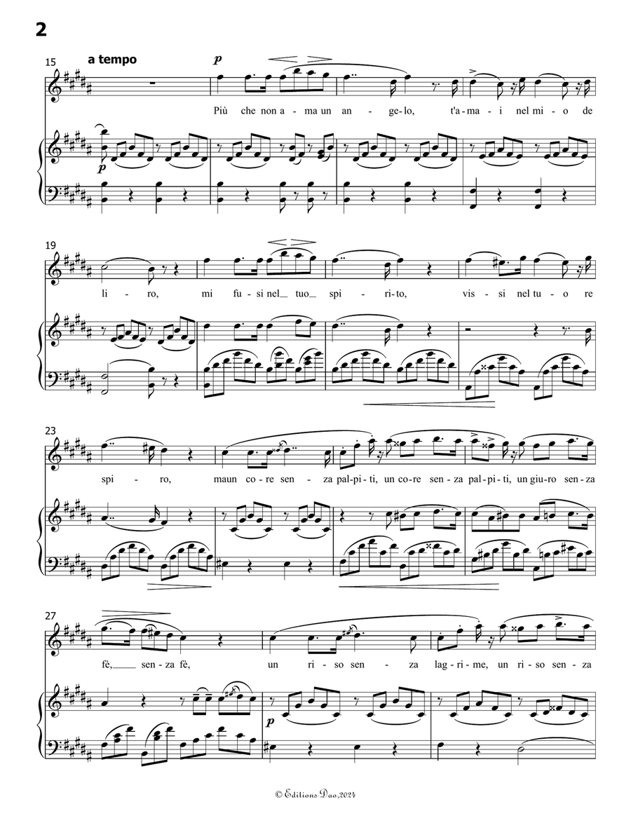 L'amor funesto, by Donizetti, in B Major Piano, Vocal scores gallery preview page 4
