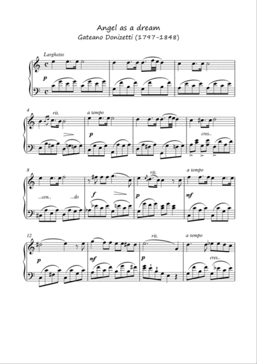 Angel as a Dream Opera Hits for Piano solo Piano Solo scores gallery preview page 1