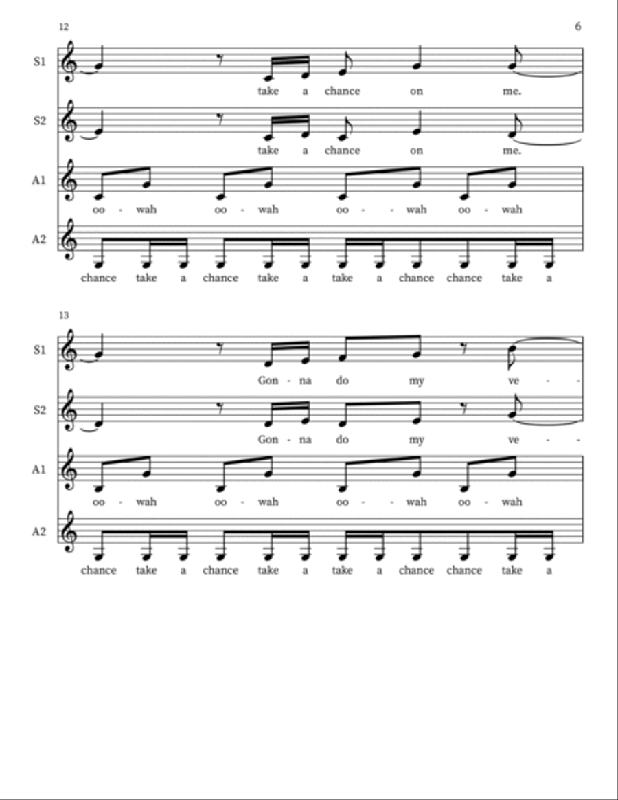 Take A Chance On Me SSA scores gallery preview page 6