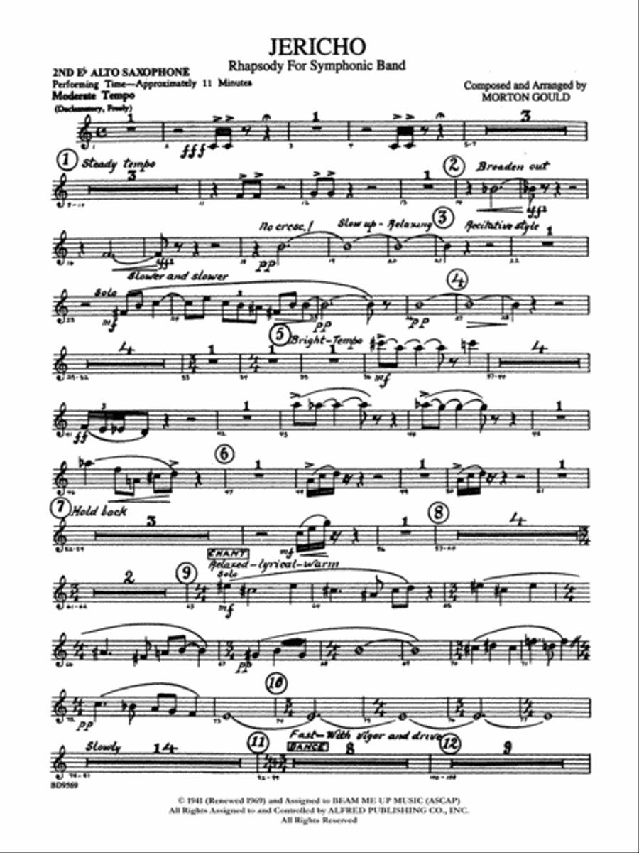 Jericho: 2nd E-flat Alto Saxophone Concert Band scores gallery preview page 1