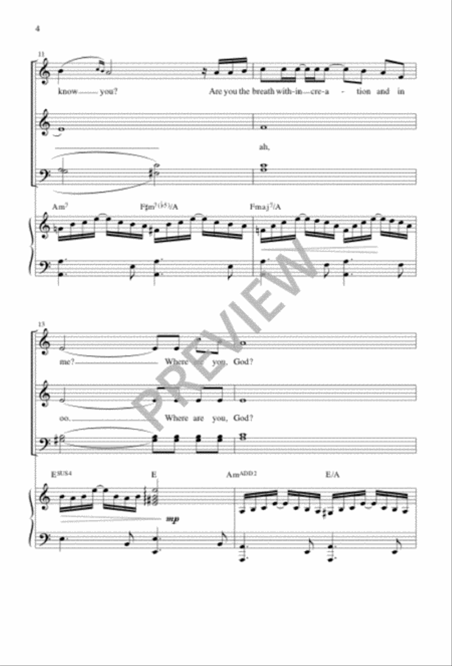 Where Are You God? 4-Part scores gallery preview page 4