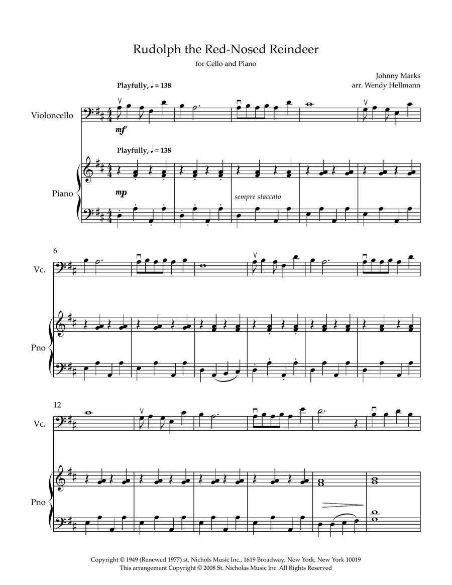 Rudolph The Red-Nosed Reindeer Piano scores gallery preview page 1