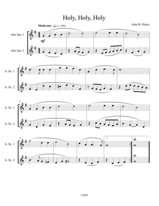 Holy, Holy, Holy (alto sax duet) or (bari sax duet) or (alto/bari duet)