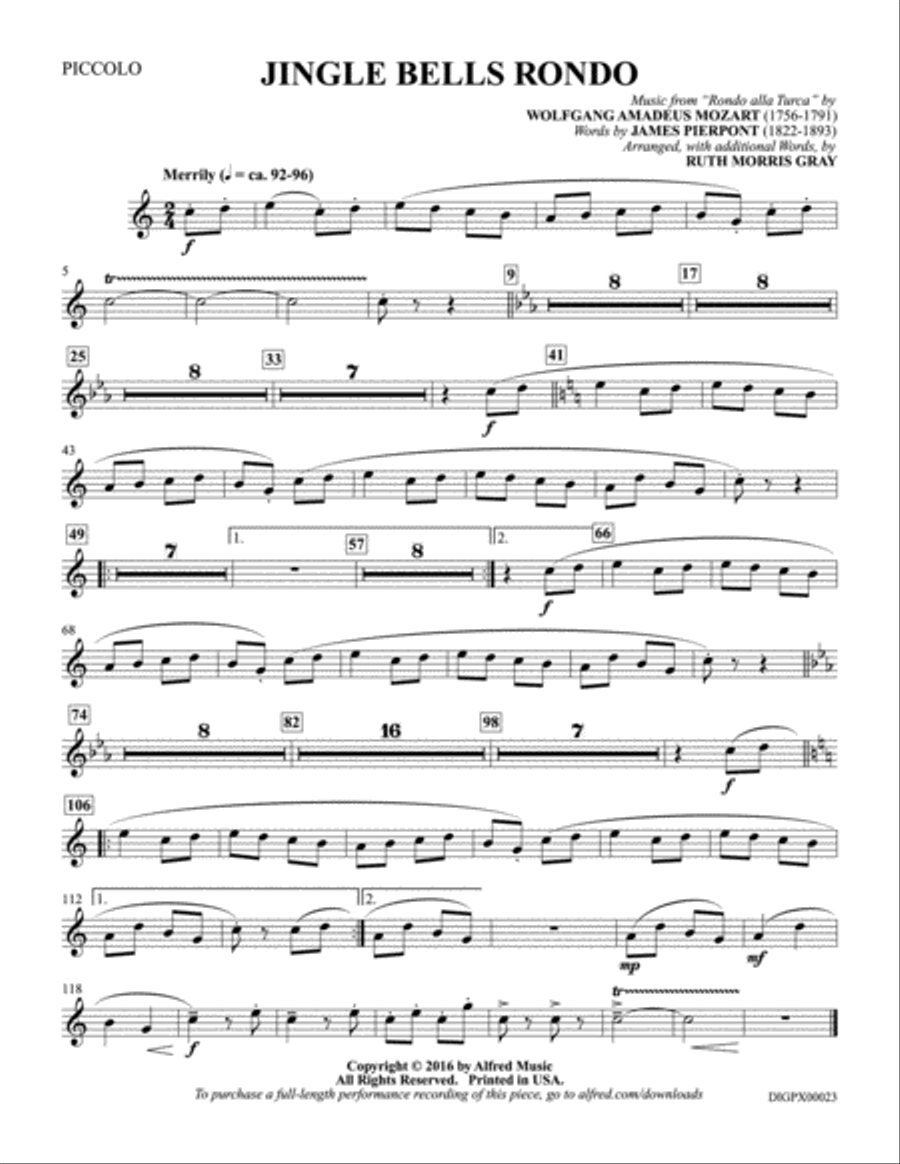 Jingle Bells Rondo: Piccolo Piccolo scores gallery preview page 1