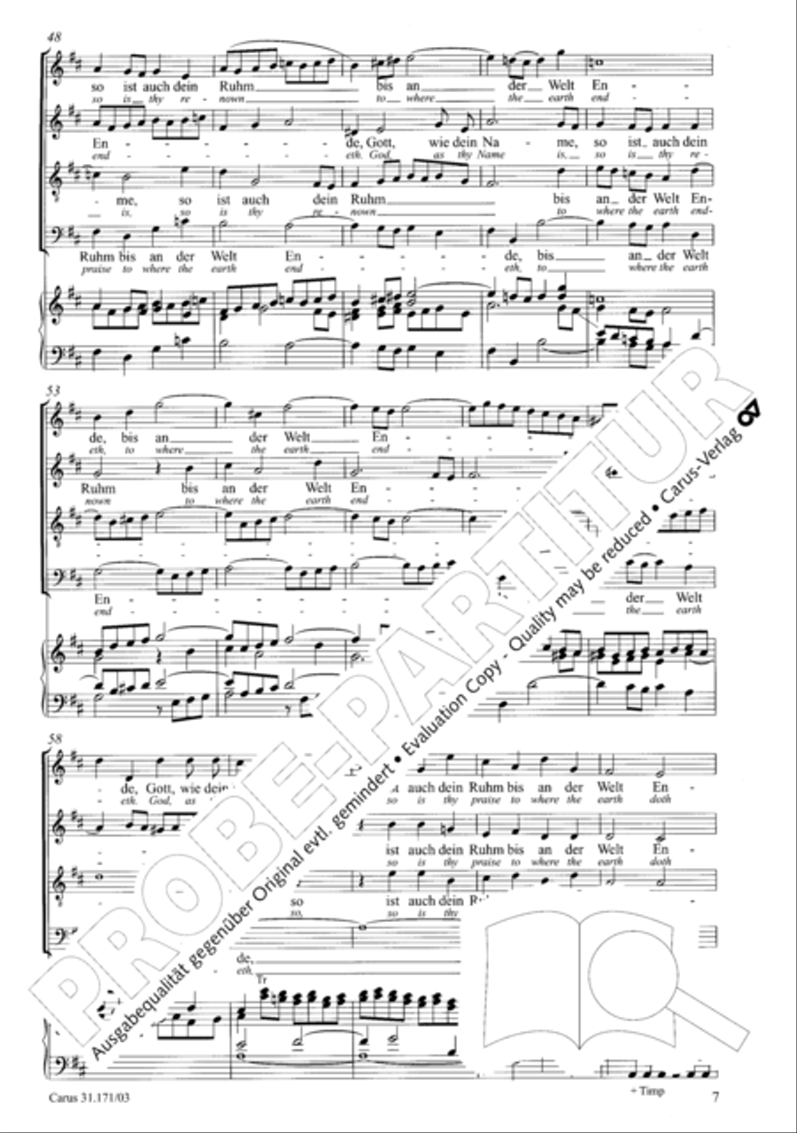 God, as thy name is, so is thy praise (Gott, wie dein Name, so ist auch dein Ruhm) 4-Part scores gallery preview page 8