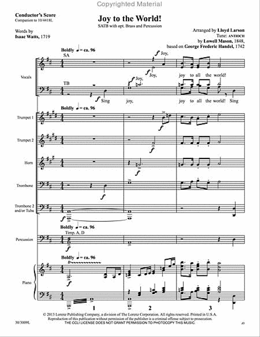 Joy to the World! - Brass and Percussion Score and Parts Choir scores gallery preview page 2