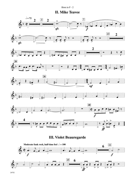 Charlie and the Chocolate Factory, Suite from: 1st F Horn