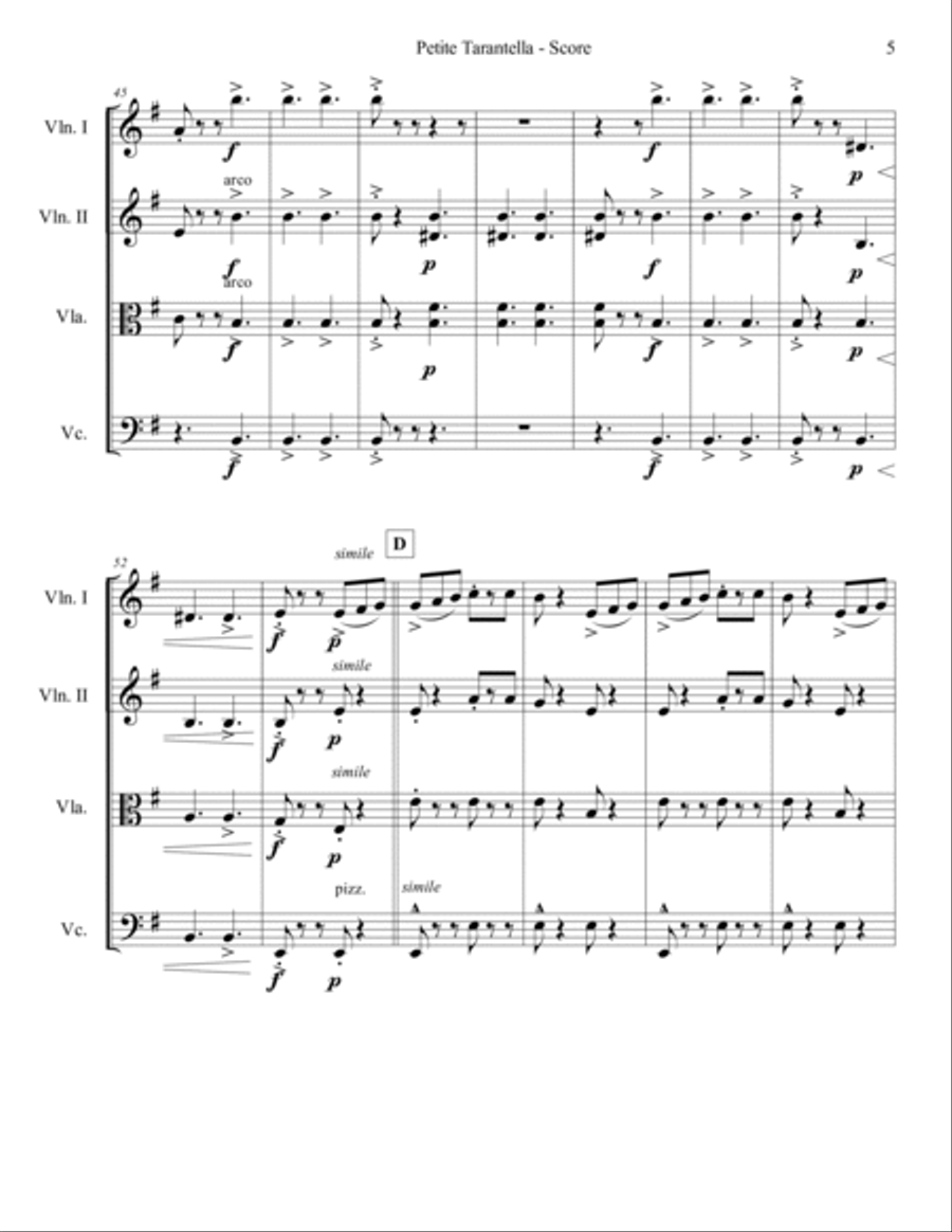 Petite Tarantella Petite Tarantella String Quartet scores gallery preview page 5