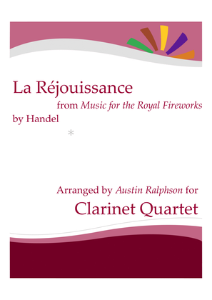 Book cover for La Rejouissance (Fireworks) - clarinet quartet