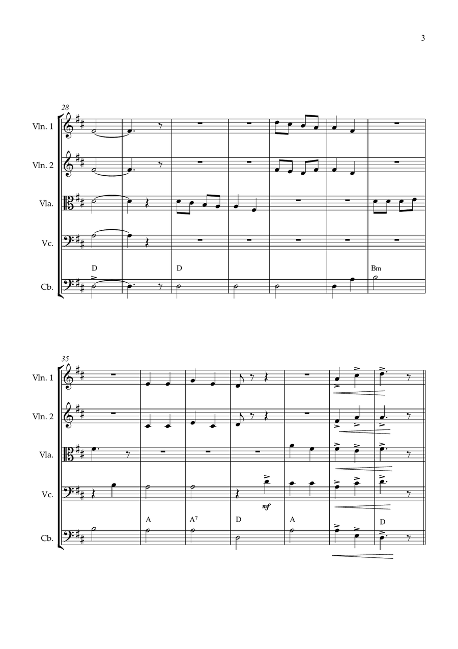 Joy To The World String quintet easy beginner String Quintet scores gallery preview page 3