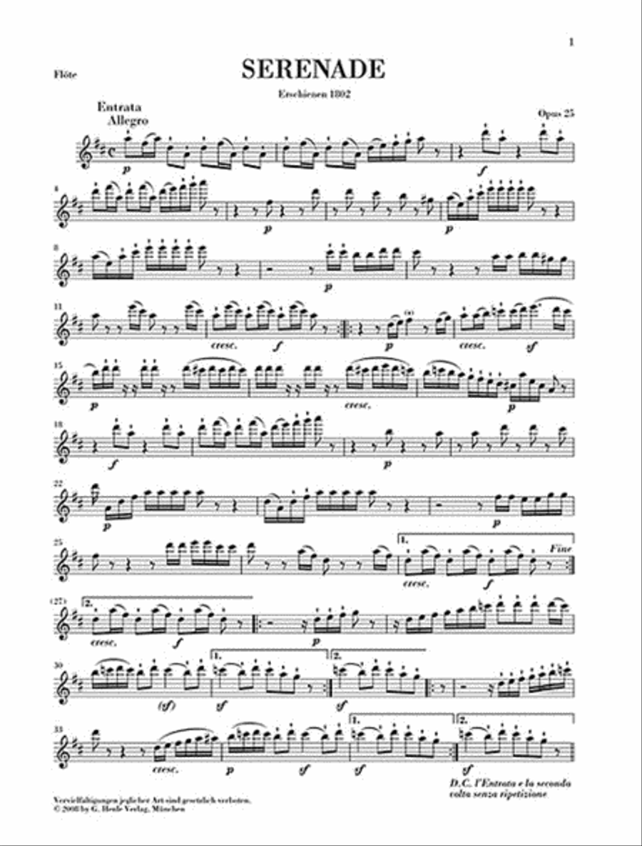 Serenade for Flute, Violin and Viola in D Major, Op. 25 Flute scores gallery preview page 5