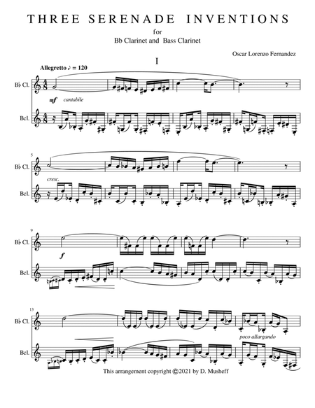 Three Serenade Inventions for Bb Clarinet and Bass Clarinet image number null