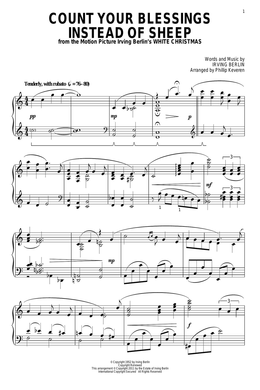 Count Your Blessings Instead Of Sheep (arr. Phillip Keveren) Piano Solo scores gallery preview page 1