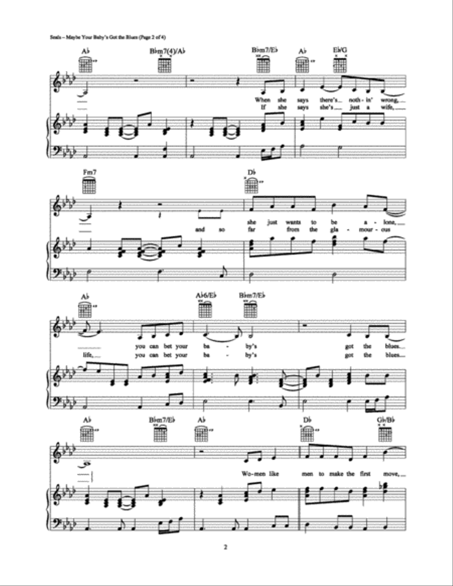 Maybe Your Baby's Got the Blues Piano, Vocal, Guitar scores gallery preview page 2