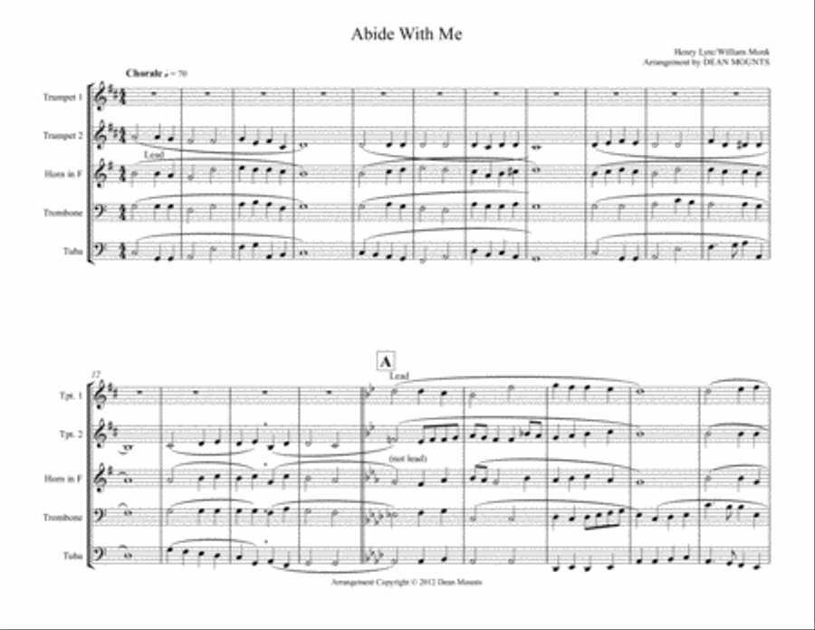 Abide With Me Brass Ensemble scores gallery preview page 1