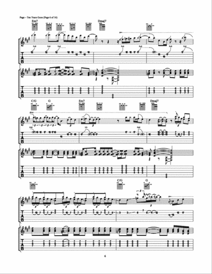 Ten Years Gone Electric Guitar scores gallery preview page 6