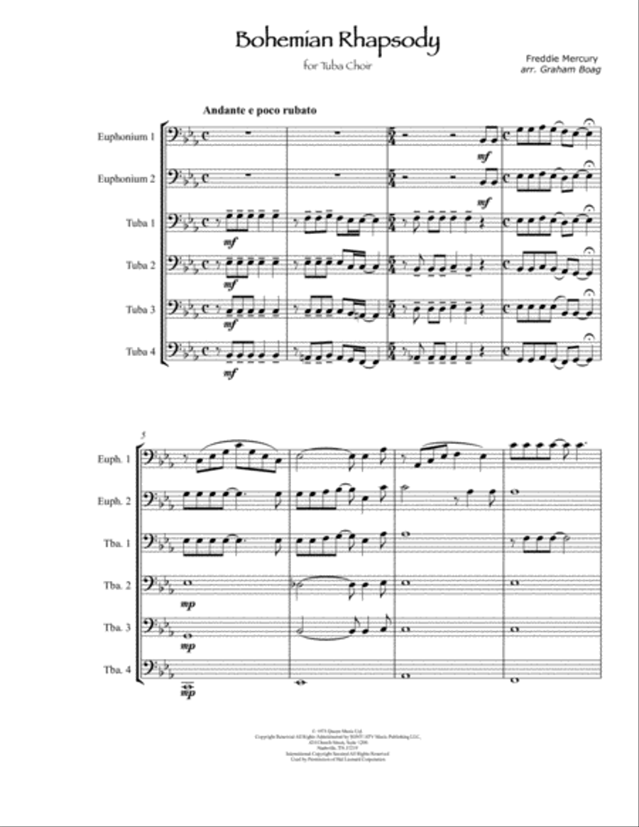 Bohemian Rhapsody Brass Ensemble scores gallery preview page 1