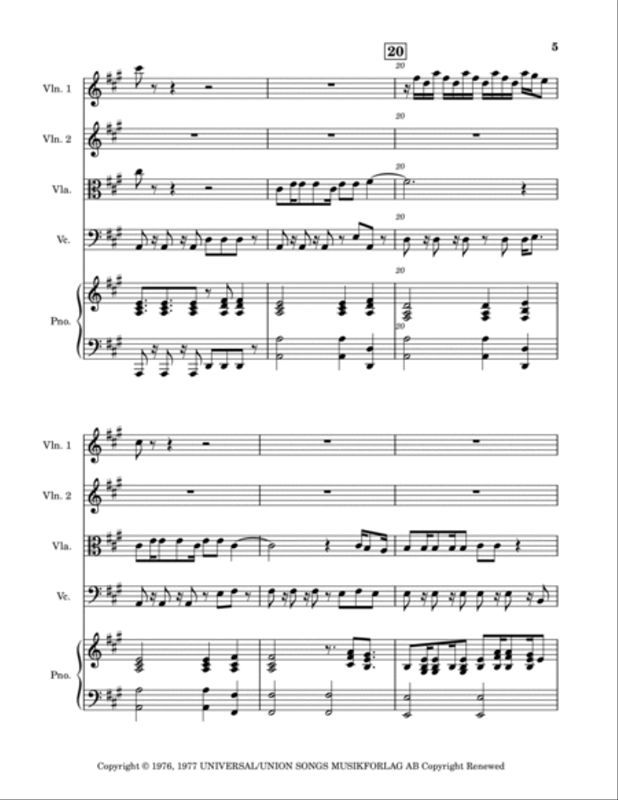 Dancing Queen Piano Quintet scores gallery preview page 5