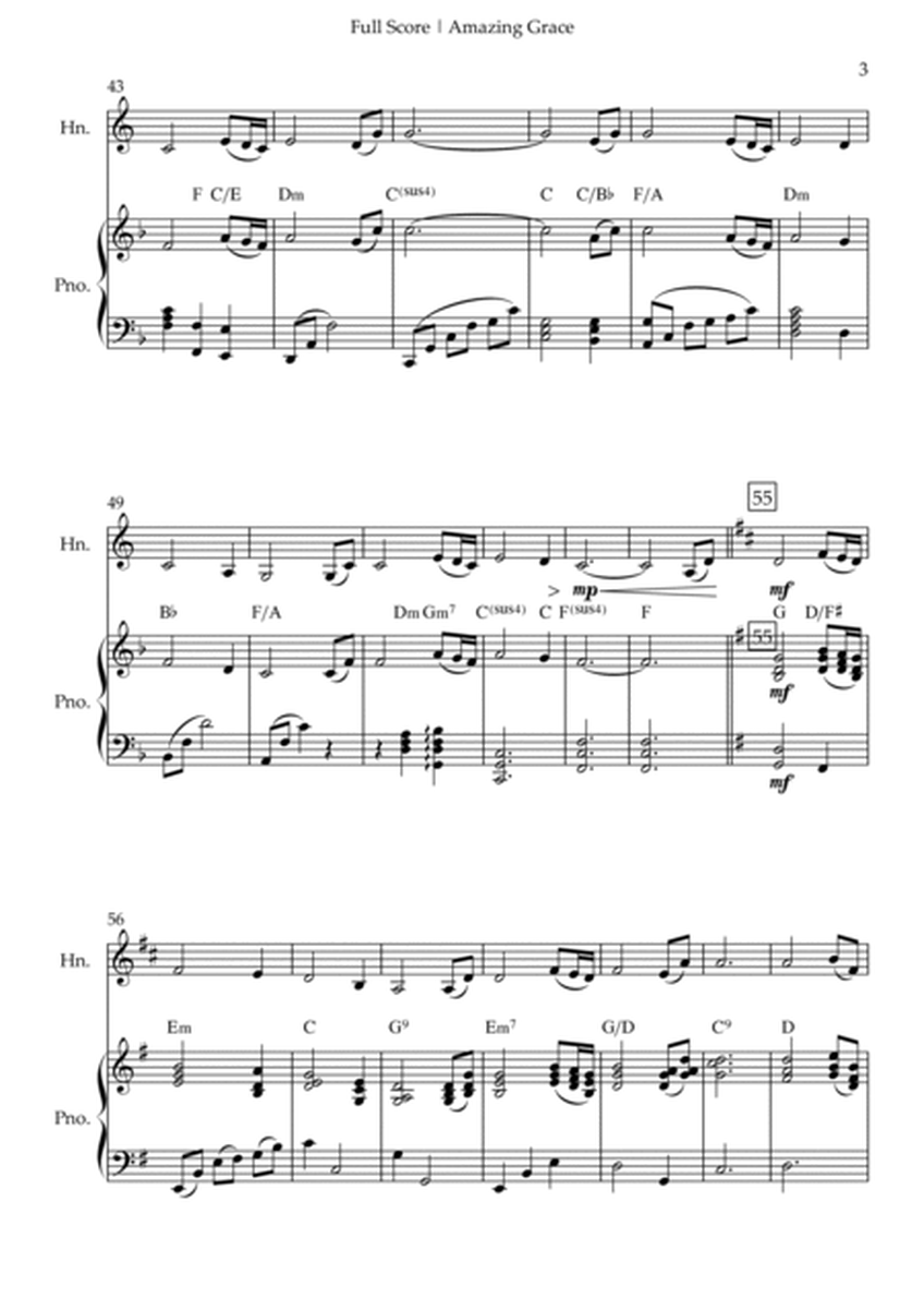 Amazing Grace (John Newton, E. O. Excell) for Horn in F Solo and Piano Accompaniment with Chords image number null
