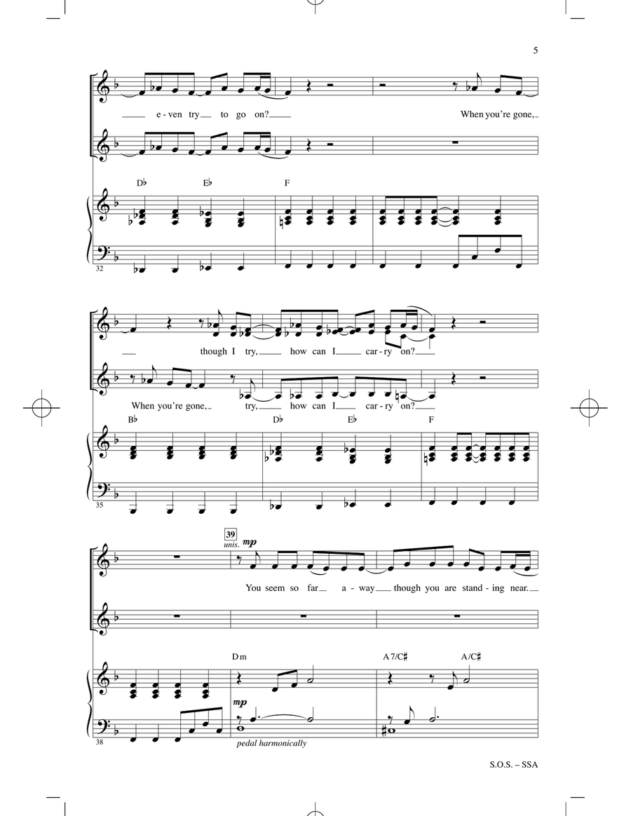 S.O.S. (arr. Audrey Snyder) SSA scores gallery preview page 4