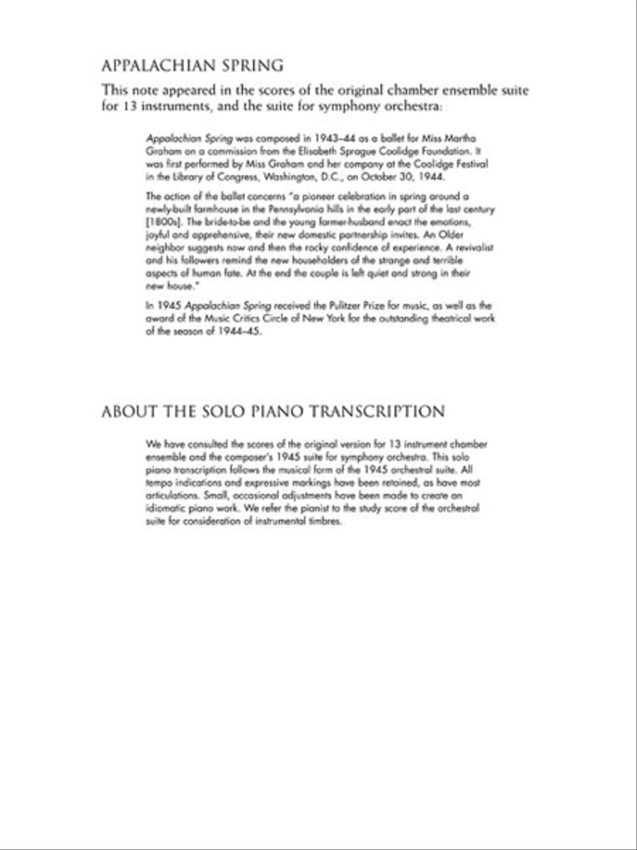 Copland – Appalachian Spring Suite Piano Solo scores gallery preview page 4