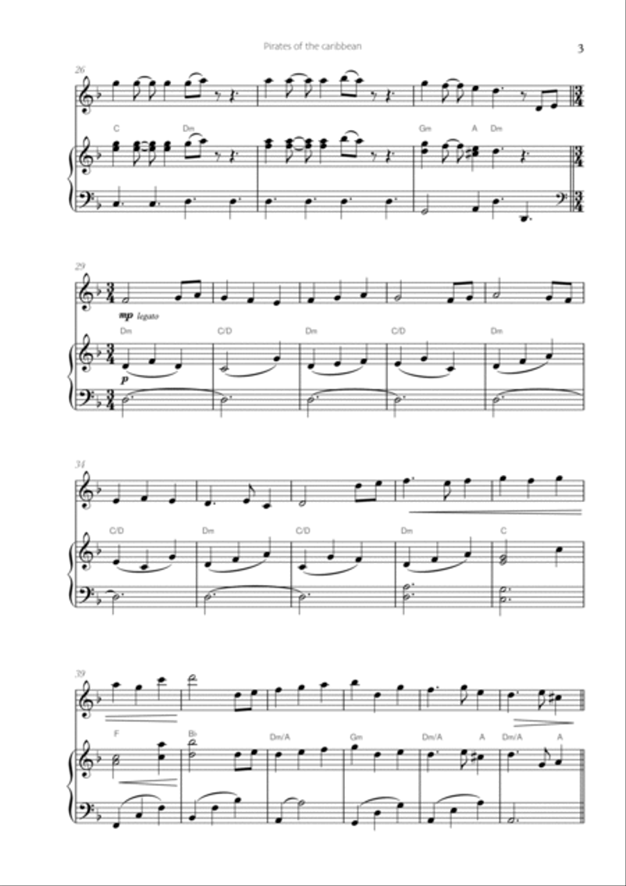 Pirates Of The Caribbean Violin Solo scores gallery preview page 3