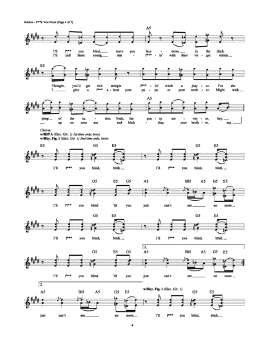 F**k You Blind Electric Guitar scores gallery preview page 4