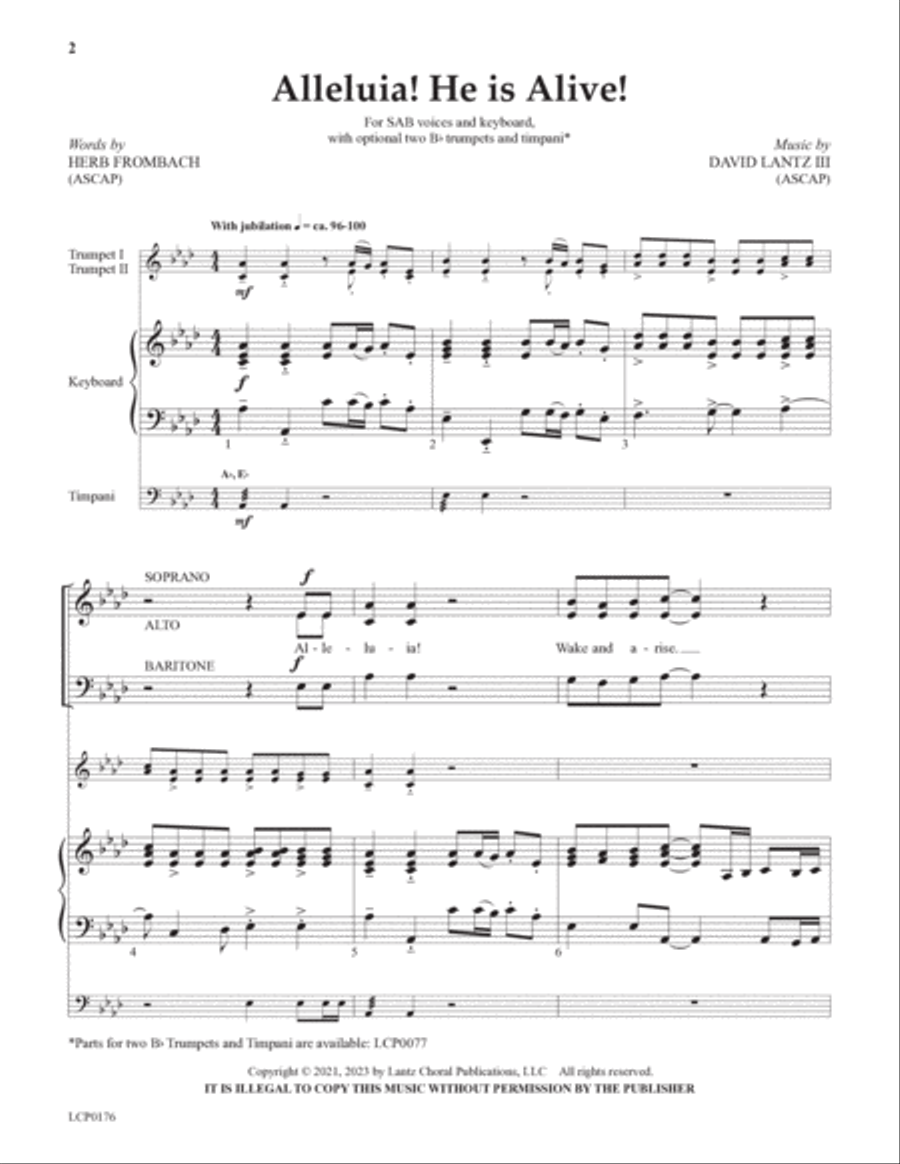 Alleluia! He is Alive! 3-Part scores gallery preview page 2